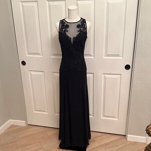 Betsey Johnson Black Maxi Dress with Lace Accents